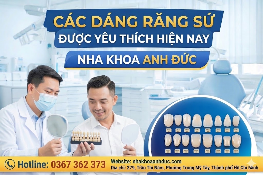 Các dáng răng sứ được yêu thích hiện nay