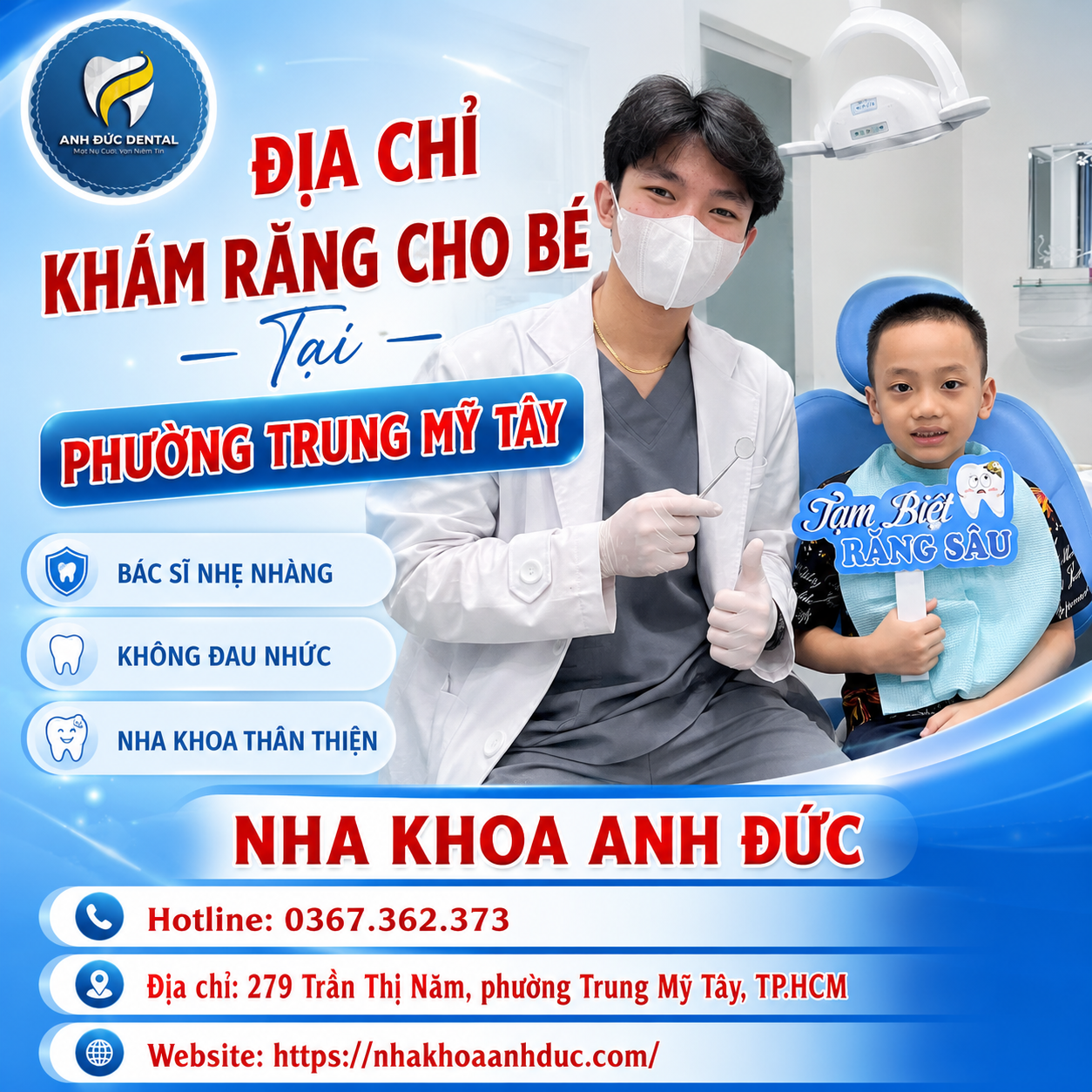 Địa chỉ khám răng cho bé tại phường Trung Mỹ Tây