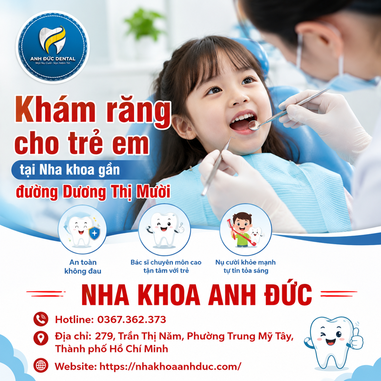Khám răng cho trẻ em tại Nha khoa gần đường Dương Thị Mười