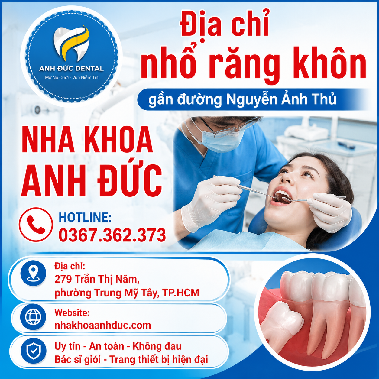 Địa chỉ nhổ răng khôn gần đường Nguyễn Ảnh Thủ
