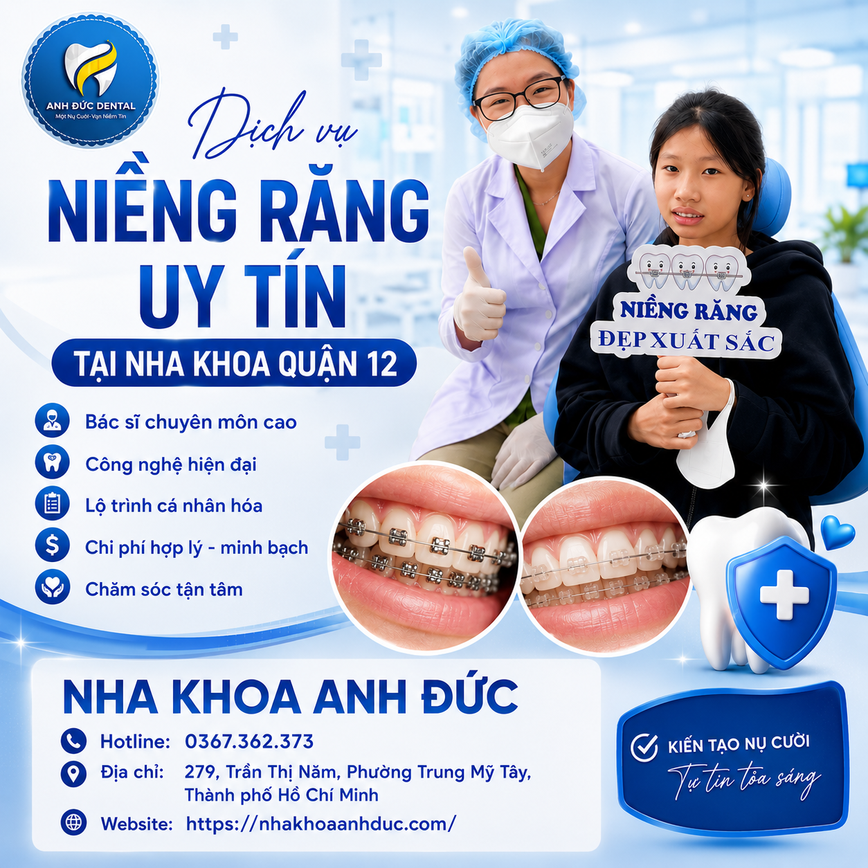 Dịch vụ niềng răng uy tín tại nha khoa quận 12