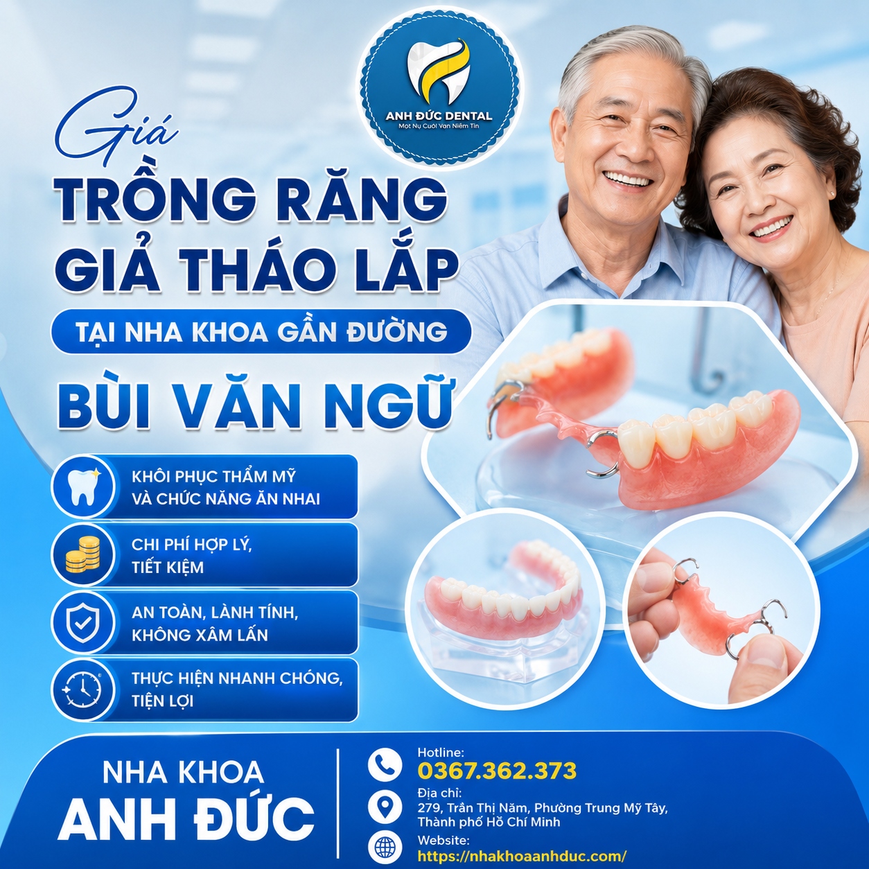 Giá trồng răng giả tháo lắp tại nha khoa gần đường Bùi Văn Ngữ