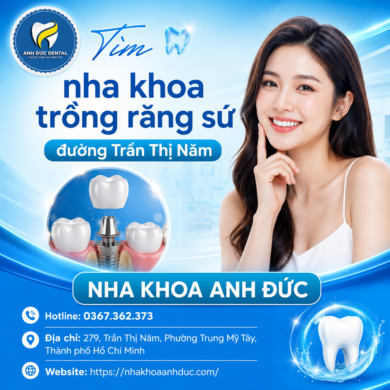 Tìm nha khoa trồng răng sứ đường Trần Thị Năm