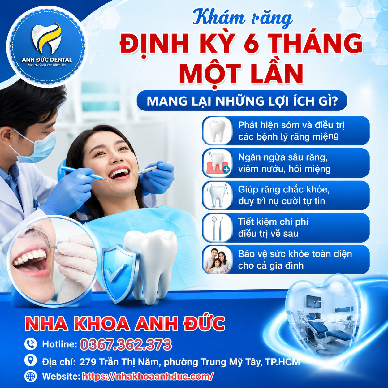 Khám răng định kỳ 6 tháng một lần mang lại những lợi ích gì?